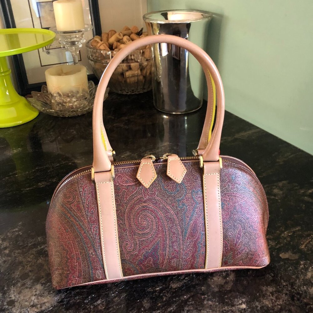 Vintage Etro Milano Red Paisley Satchel Bag, Etro Bag AV Show